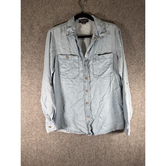 Social Standard by Sanctuary Blouse Women XS Blue Chambray Button Front Western - Picture 1 of 7